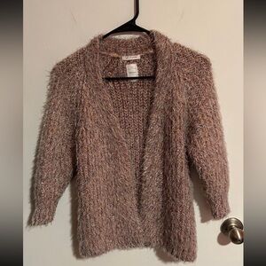 Zara Blush Pink Fuzzy Open-Front Cardigan